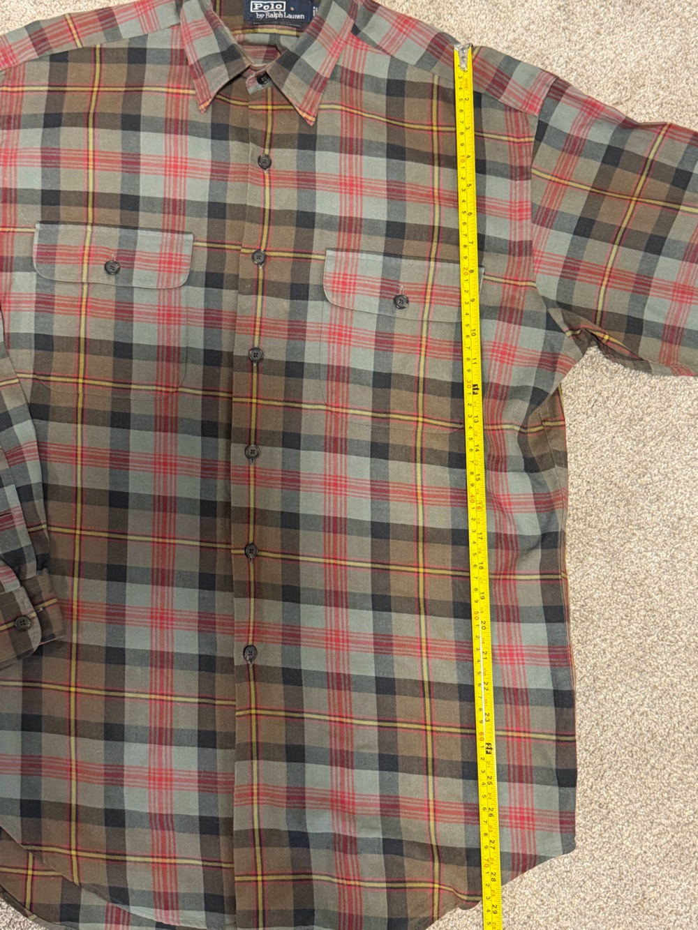 Y2K Polo Ralph Lauren Benford Wool Blend Plaid Button Up Shirt - Picture 4 of 7